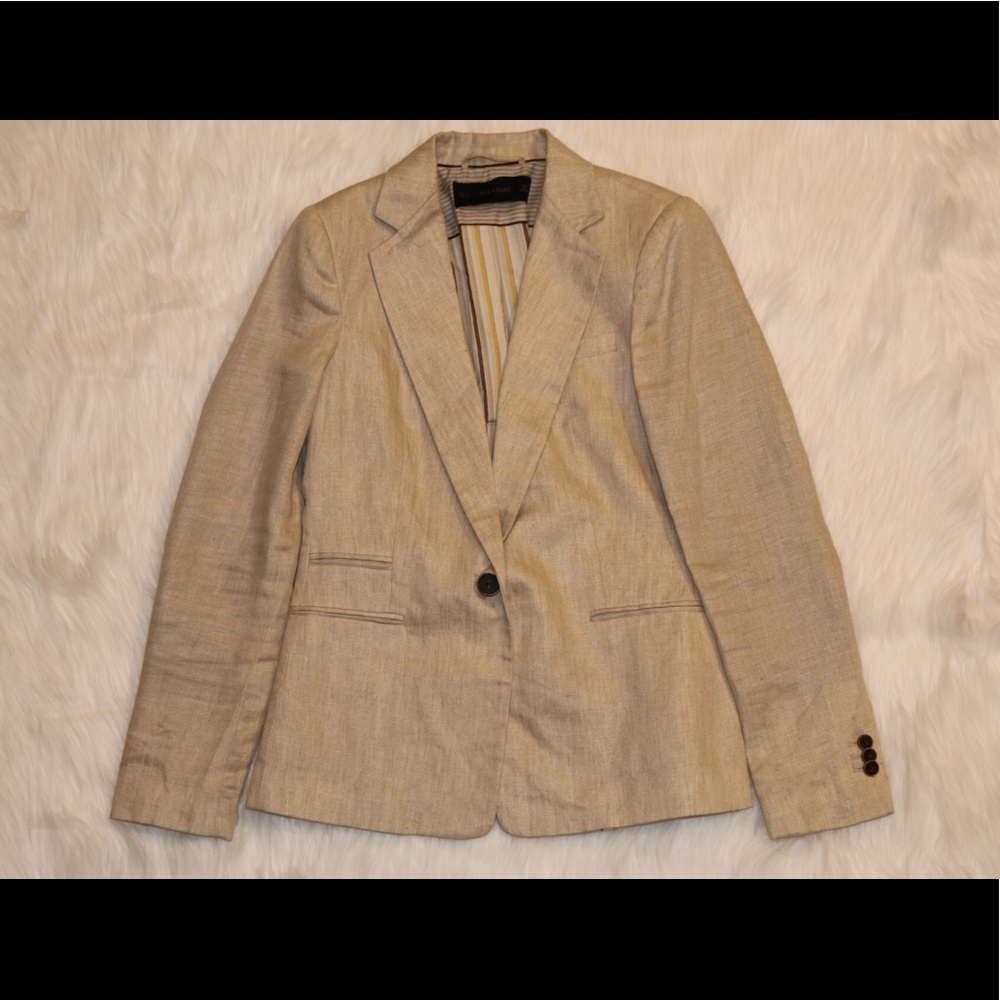 Zara Tan Linen Blazer